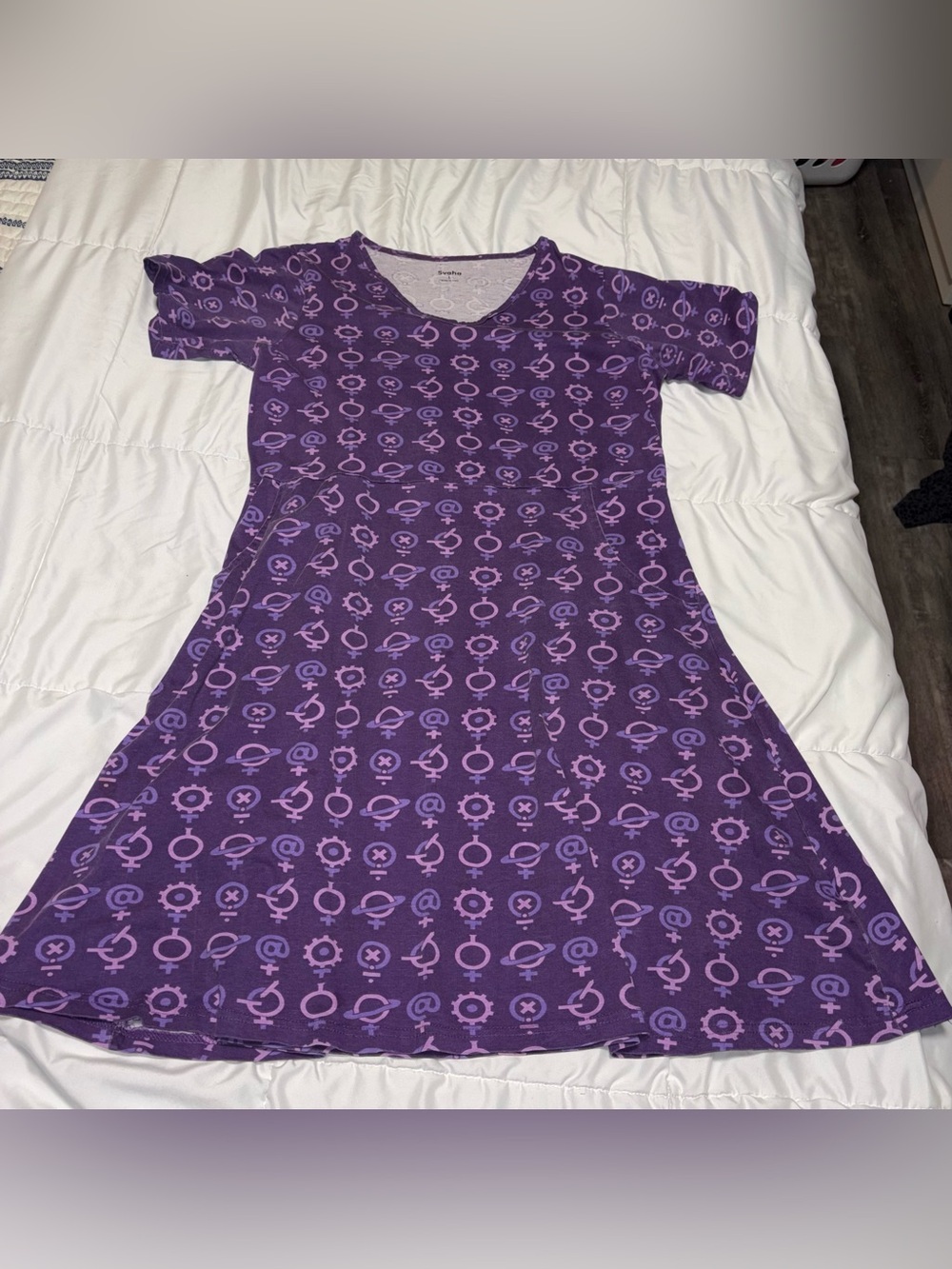 Svaha Womens Large Science Symbols Dress Purple Lavender
